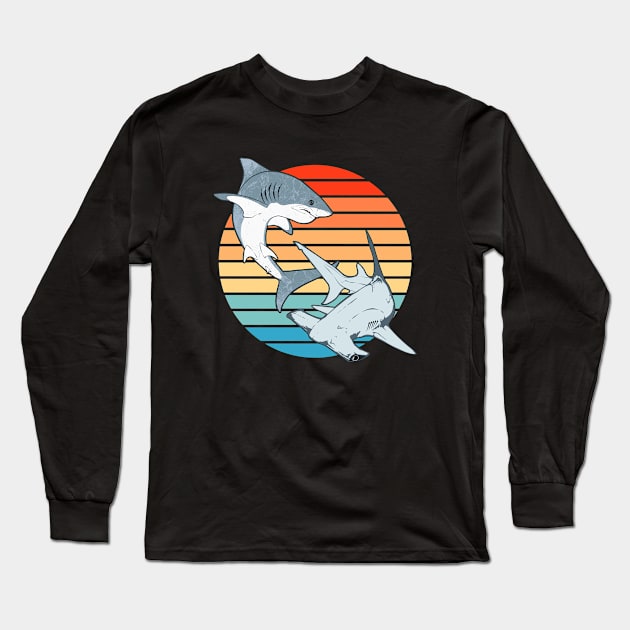 Hammerhead and Great White Shark Long Sleeve T-Shirt by NicGrayTees